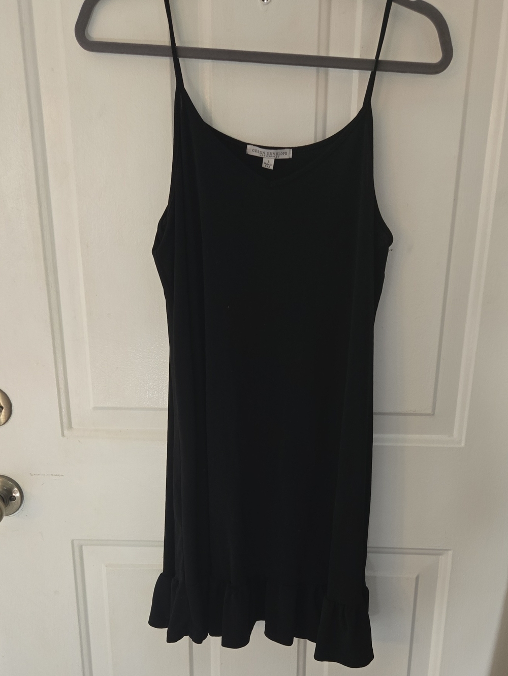 Green Envelope Black V-Neck Slip Dress